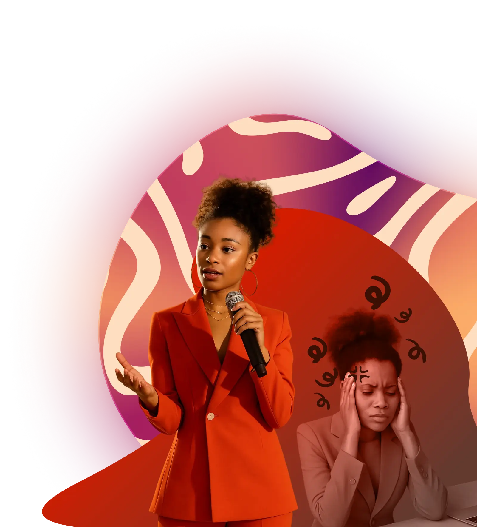 Woman moving through overwhelm to achieve career success